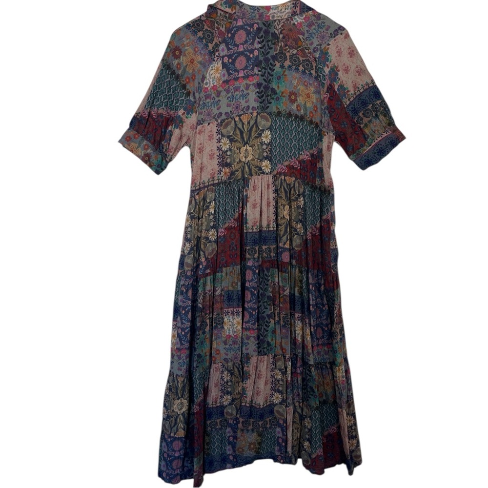 Natural Life Rebecca Midi Dress in Blue Patchwork Size Medium - Picture 11 of 12
